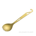 Cuchara de mango largo de titanio Health Camping Long Spork